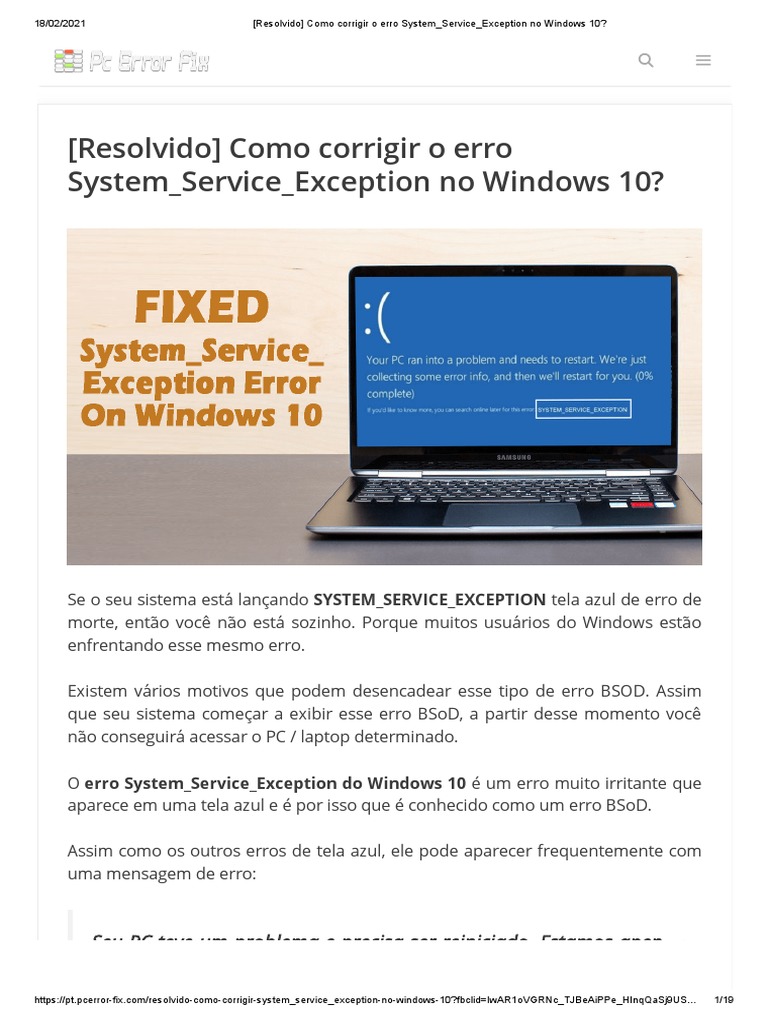 Corrigindo System Service Exception no Windows 10 | PDF