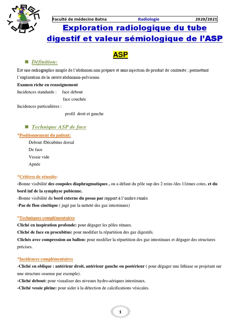 Exploration radiologique du tube digestif | PDF | Radiographie | Cancer ...