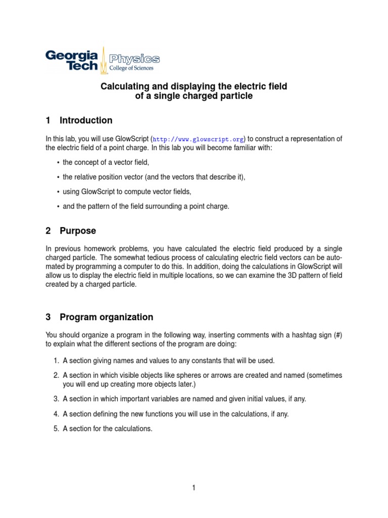 Electric Field Of A Point Charge Lab Pdf