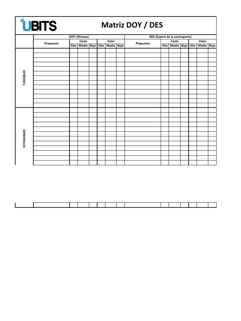 Matriz DOY/DES: Propuestas y Valores | PDF