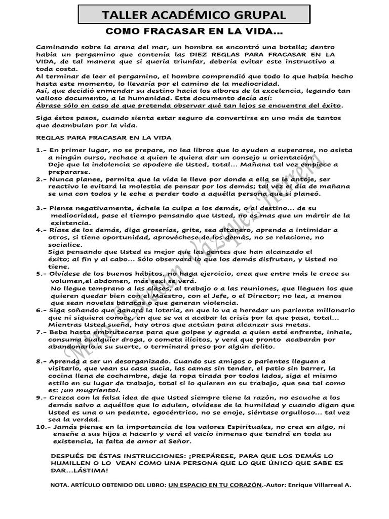 Como Fracasar en La Vida | PDF