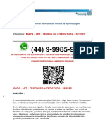 Disciplina:: Mapa - Let - Teoria Da Literatura - 52/2023