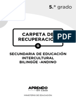 Carpeta de Recuperación G Quinto Grado de Educación Secundaria Intercultural Bilingüe-Andino