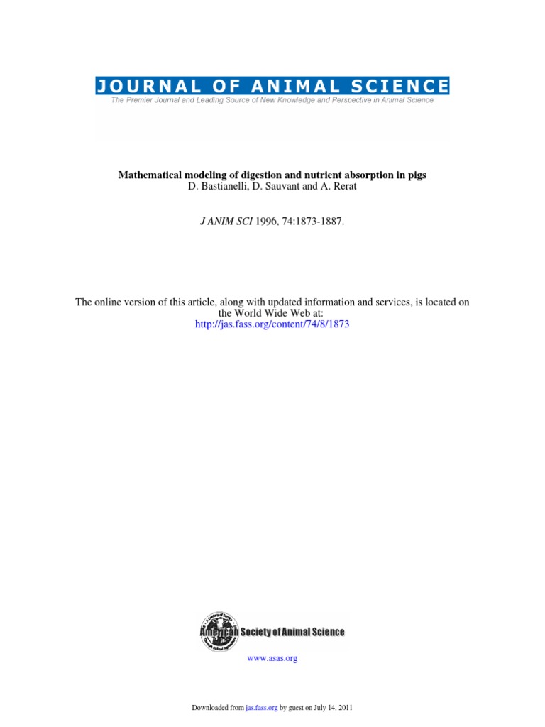 Mathematical Modeling of Digestion and Nutrient Absorption in Pigs ...