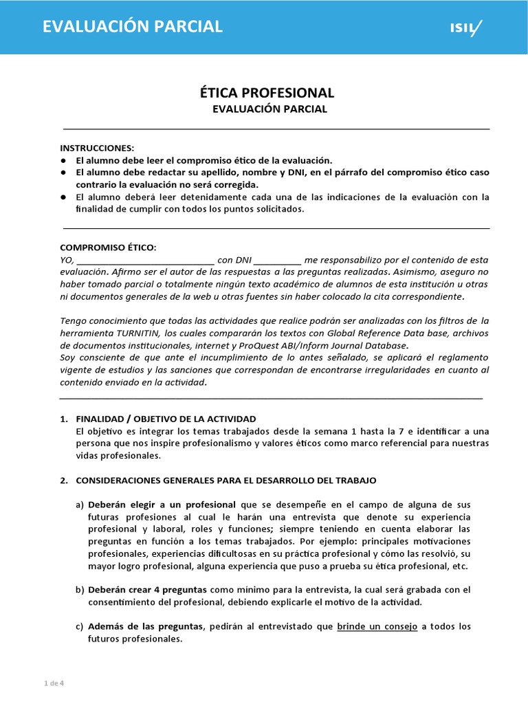 Ep - Examen Parcial Ética Profesional | PDF | Evaluación | Youtube