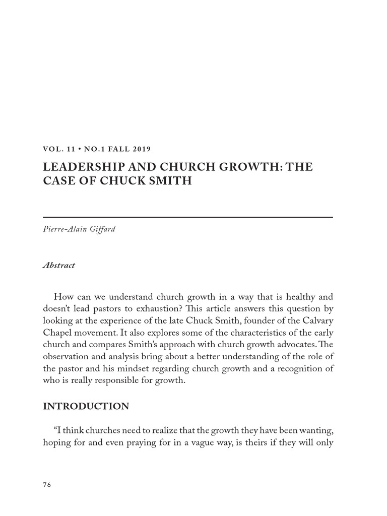Chuck Smith's Leadership in Church Growth | PDF | Christian Church ...