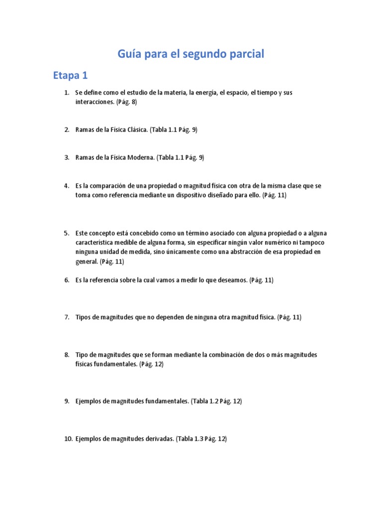 Guía Completa para el Segundo Parcial de Física | PDF | Fuerza | Masa