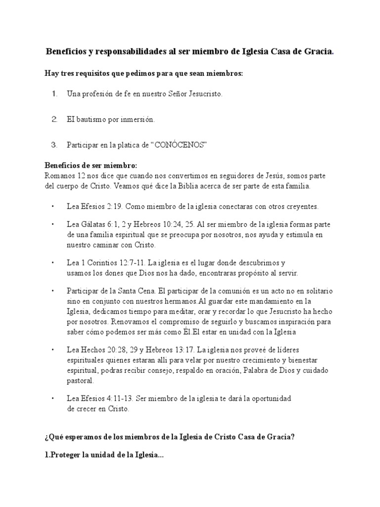Beneficios y Responsabilidades Miembros | PDF | Cristo (título ...
