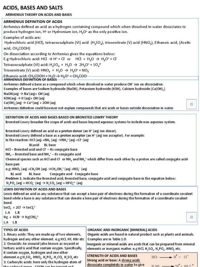 Acids Bases and Salts 100l 1 | PDF | Acid | Hydroxide