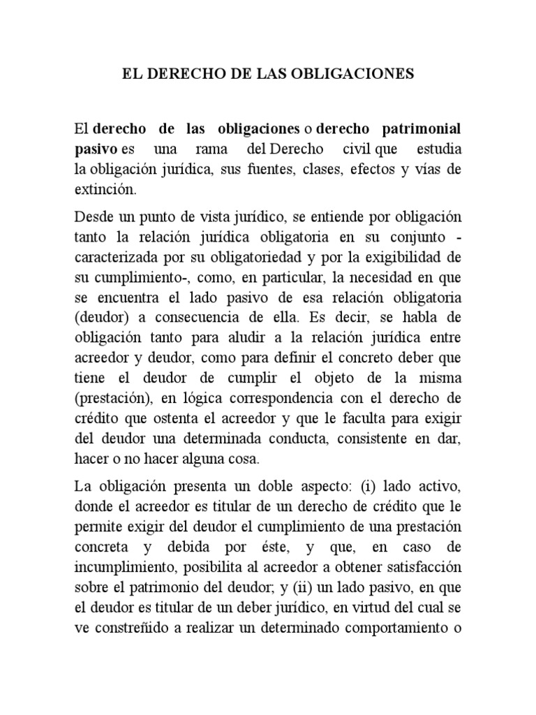 Derecho de las Obligaciones: Fundamentos | PDF | Ley de obligaciones