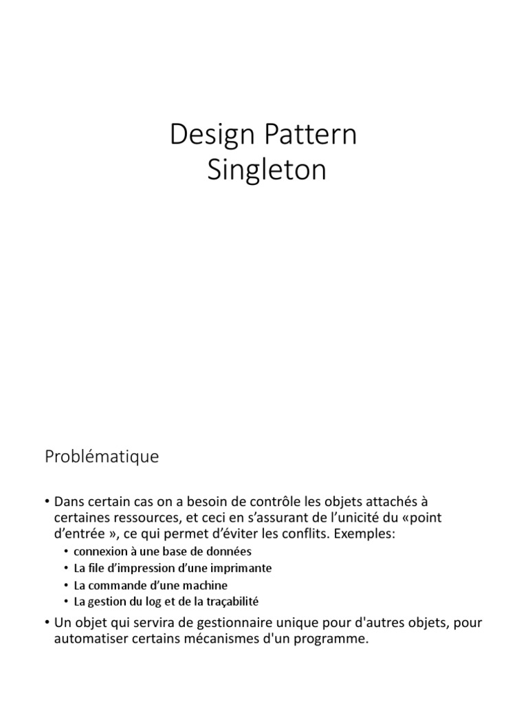 Modèle Singleton en Java : Guide Complet | PDF | Programmation ...