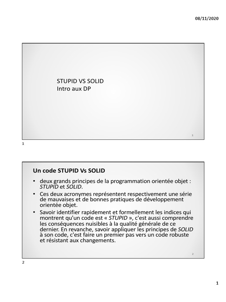 Comparaison des principes STUPID et SOLID | PDF | Patron de conception ...