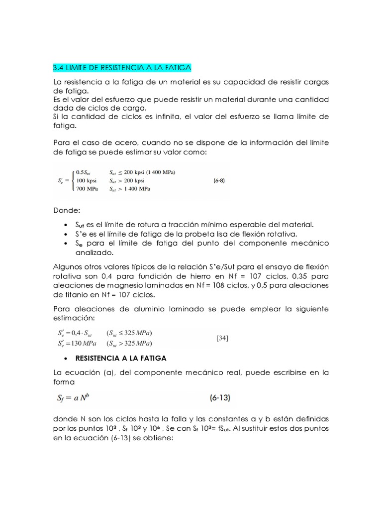 3.4 Limite de Resistencia A Fatiga | PDF | Tecnología