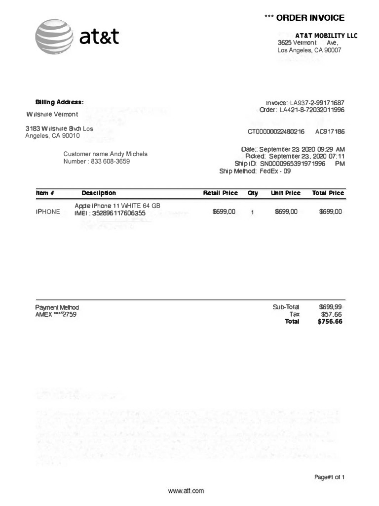 Iphone Invoice PDF