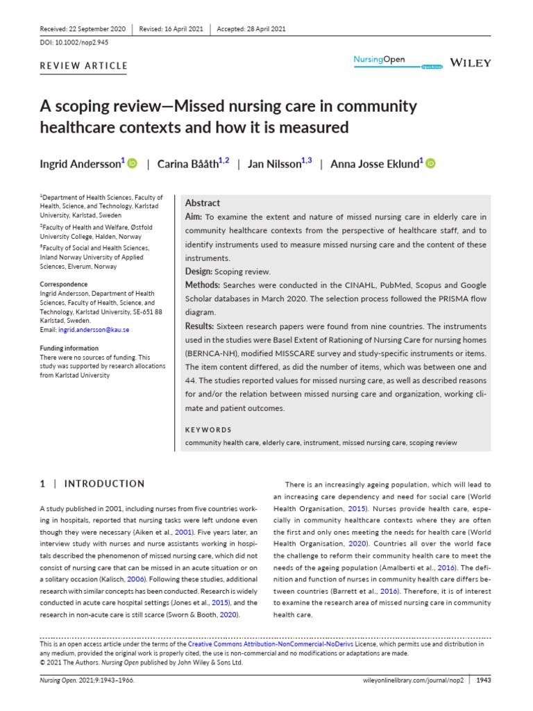 Missed Nursing Care in Community Health | PDF | Nursing | Health Care