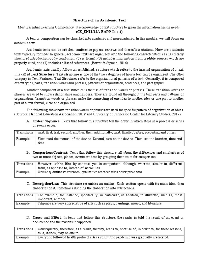 Understanding Academic Text Structure | PDF | Word | Information