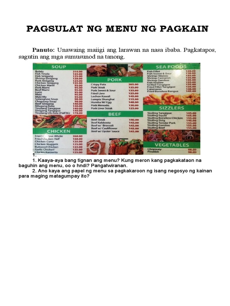 FPL Menu Act | PDF