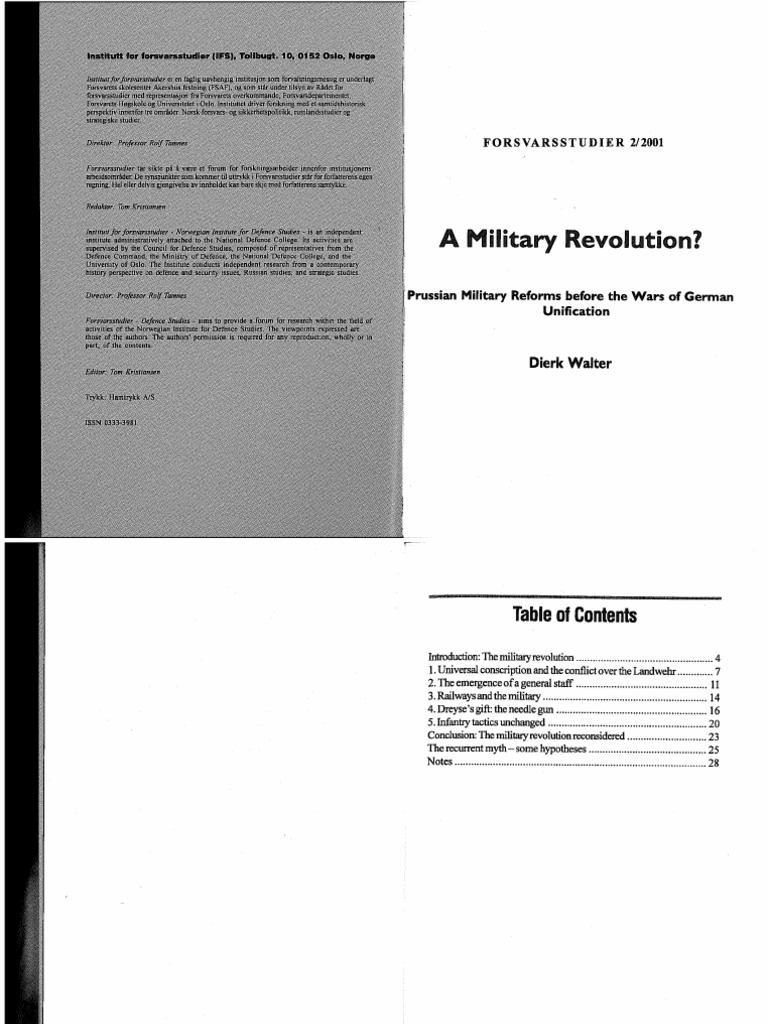 A MILITARY REVOLUTION Prussian Military Reforms Before The Wars of ...