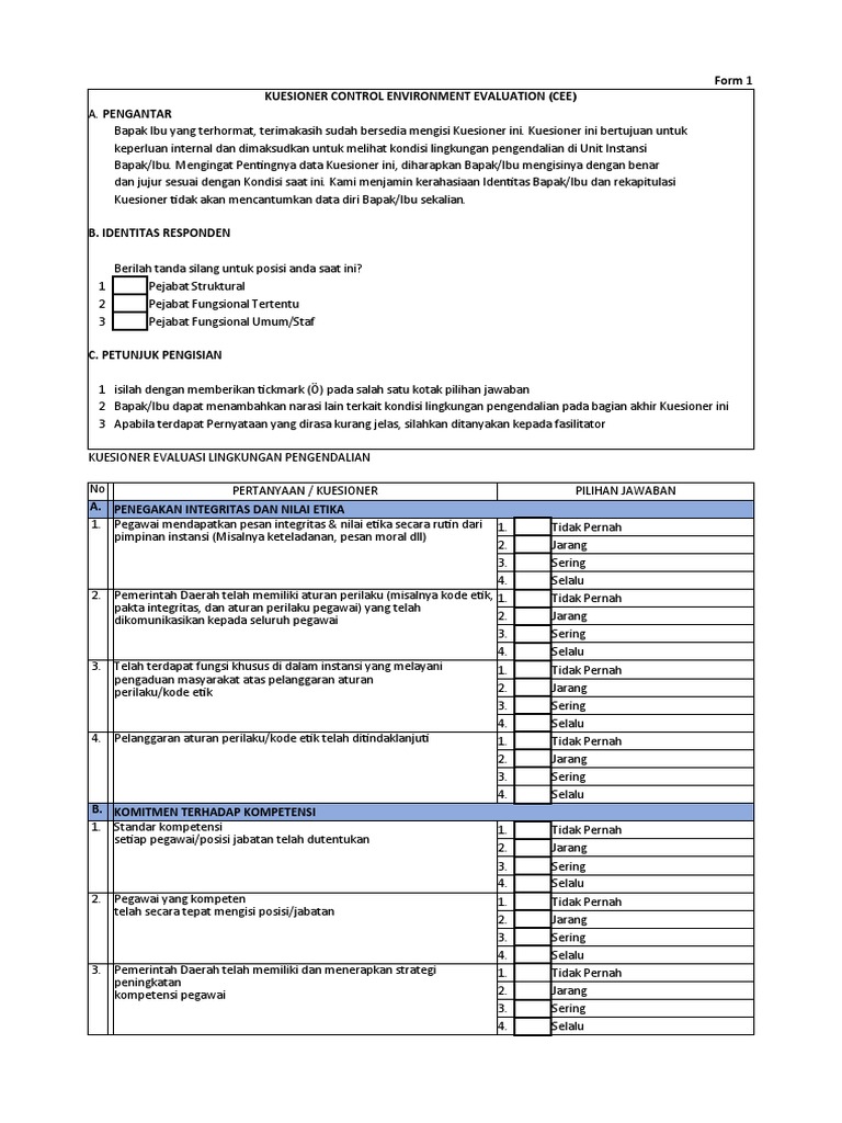Lembar Kerja Risk Register Kesbangpol 2022 | PDF