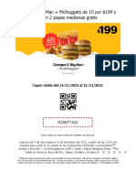 Compra 2 Big Mac + Mcnuggets de 10 Por $199 Y Obten 2 Papas Medianas Gratis