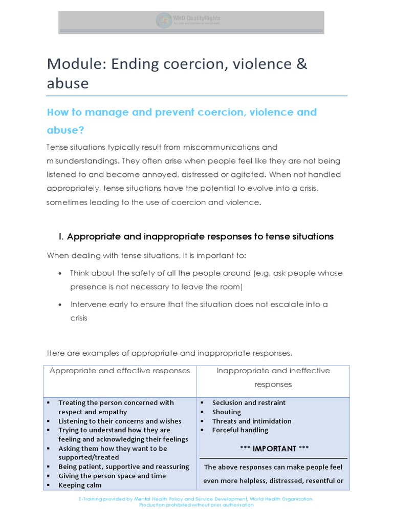 How To Manage and Prevent Coercion, Violence and Abuse PDF Mental
