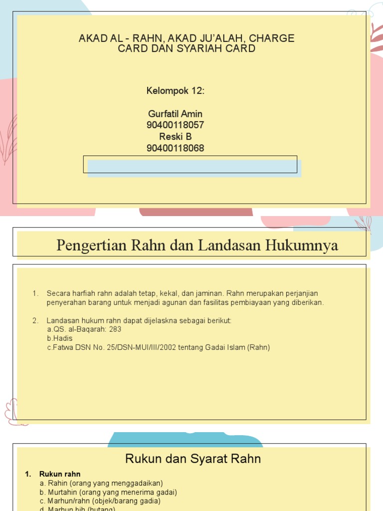 Akad Al - Rahn, Akad Ju'alah, Charge Card Dan Syariah Card | PDF