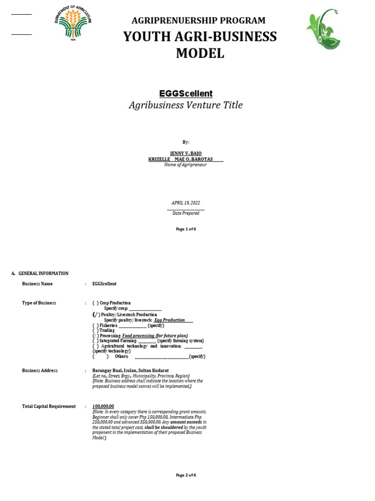 BMC Template Final PDF Agribusiness Food And Drink
