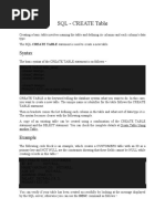 SQL - CREATE Table