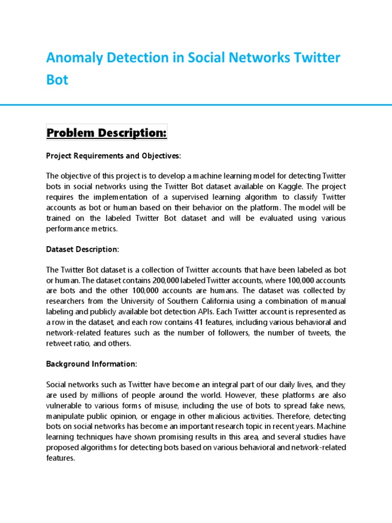 Anomaly Detection in Social Networks Twitter Bot | PDF | Statistical ...