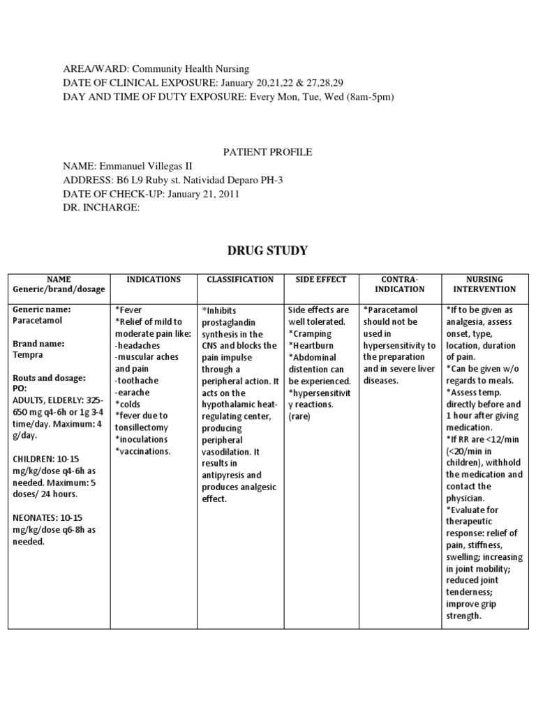 Paracetamol Drugstudy PDF