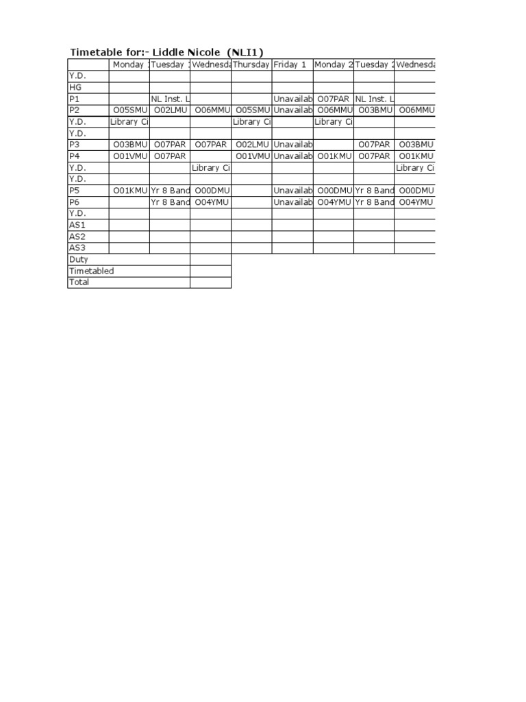 Mrs Liddle's Timetable | PDF | Language Arts & Discipline | Art