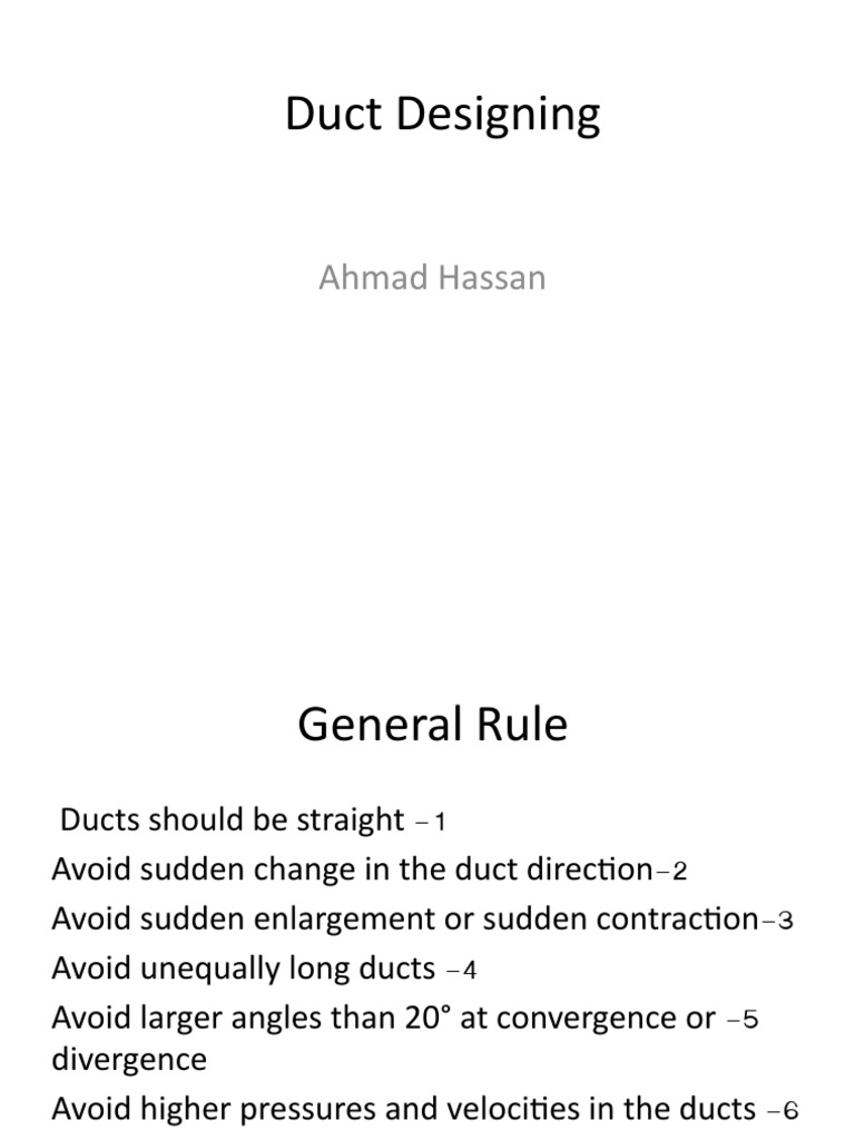Lecture 2Duct Design PDF Duct (Flow) Friction