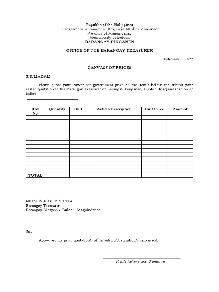 CANVASS FORM | PDF