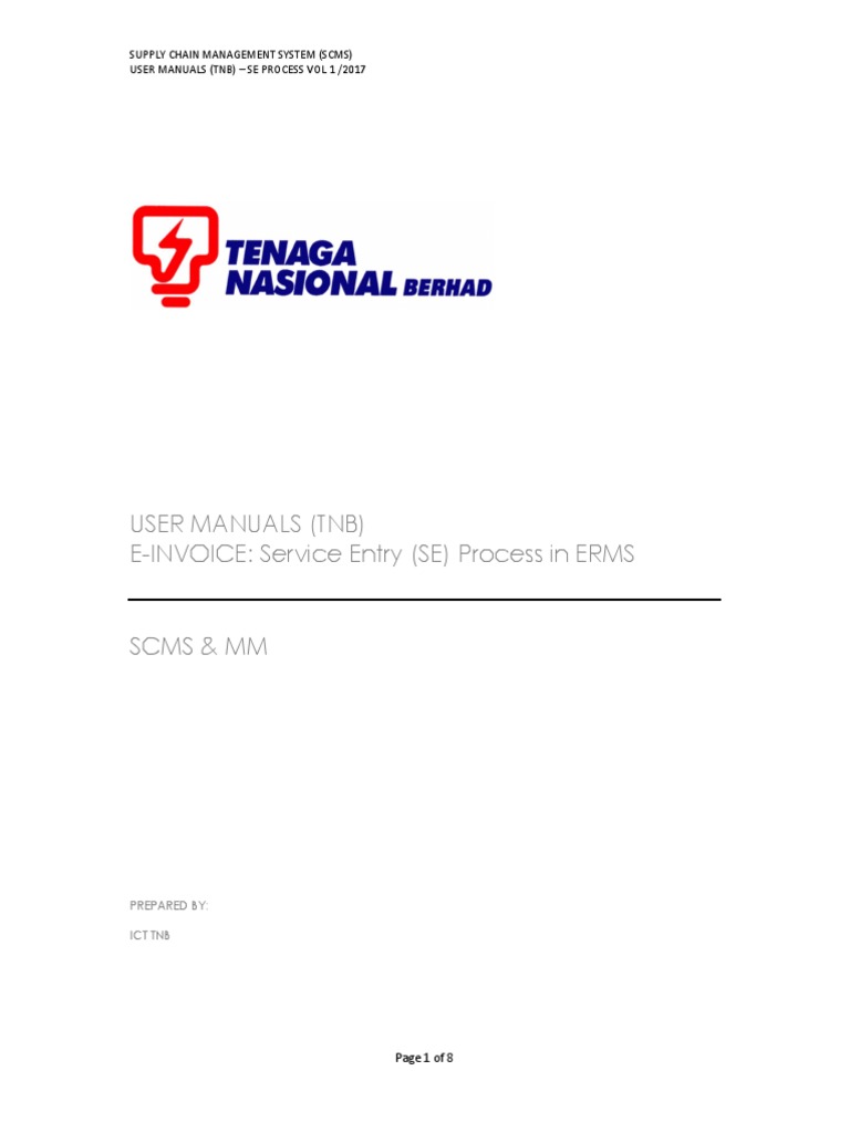 TNB SCMS User Manual: SE Process Guide | PDF | Supply Chain Management ...