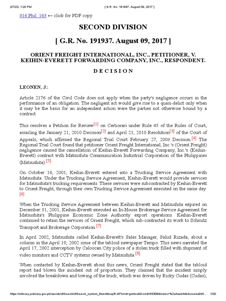 17 g r no 191937 august 09 2017 pdf negligence tort