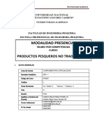 Modalidad Presencial: Productos Pesqueros No Tradicionales