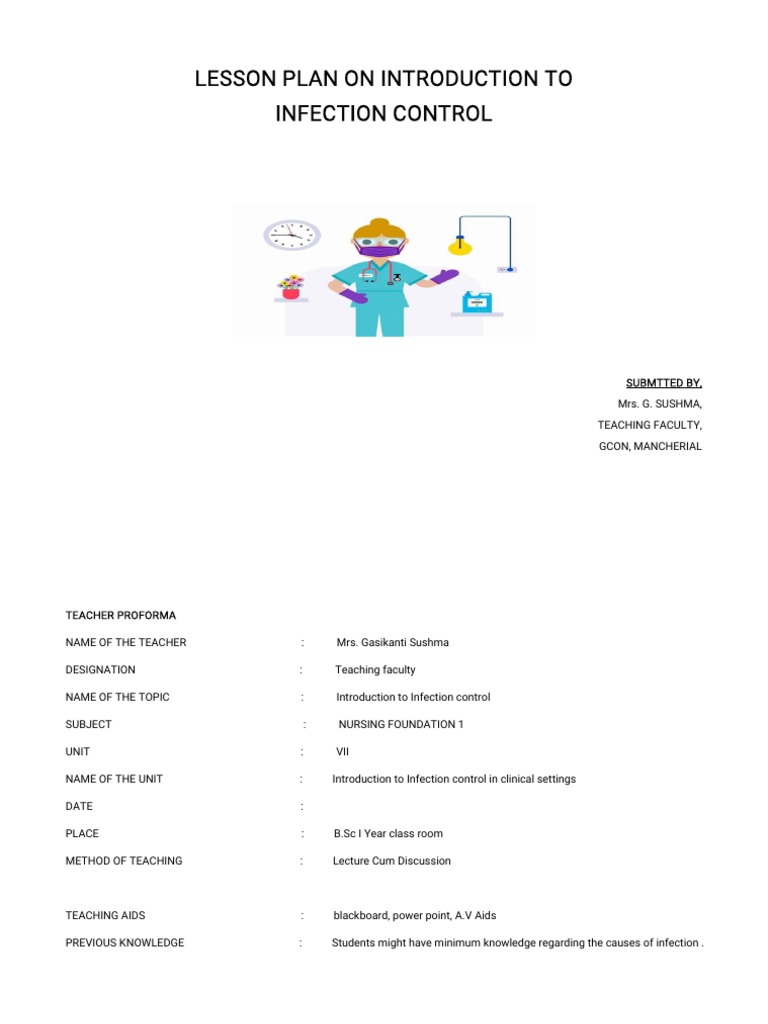 Infection Control Lesson Plan for GNM | PDF
