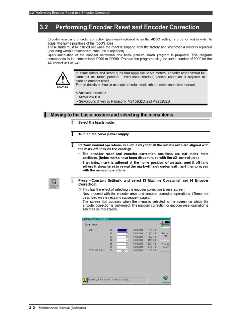Performing Encoder Reset and Encoder Correction PDF Servomechanism