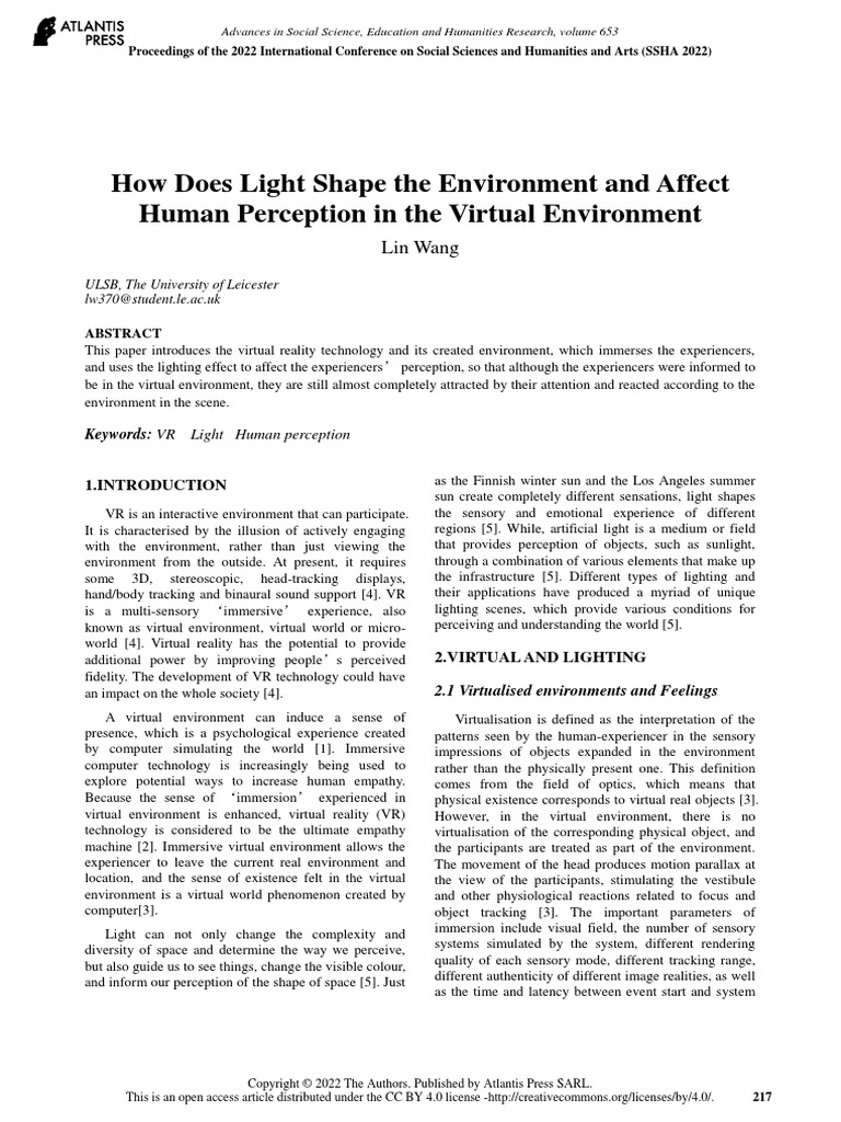 How Does Light Shape The Environment and Affect Human Perception in The