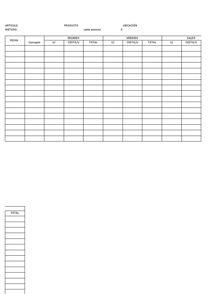 Formato de Kardex | PDF