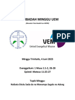 Tata Ibadah Minggu UEM 2023 (Bahasa Simalungun)