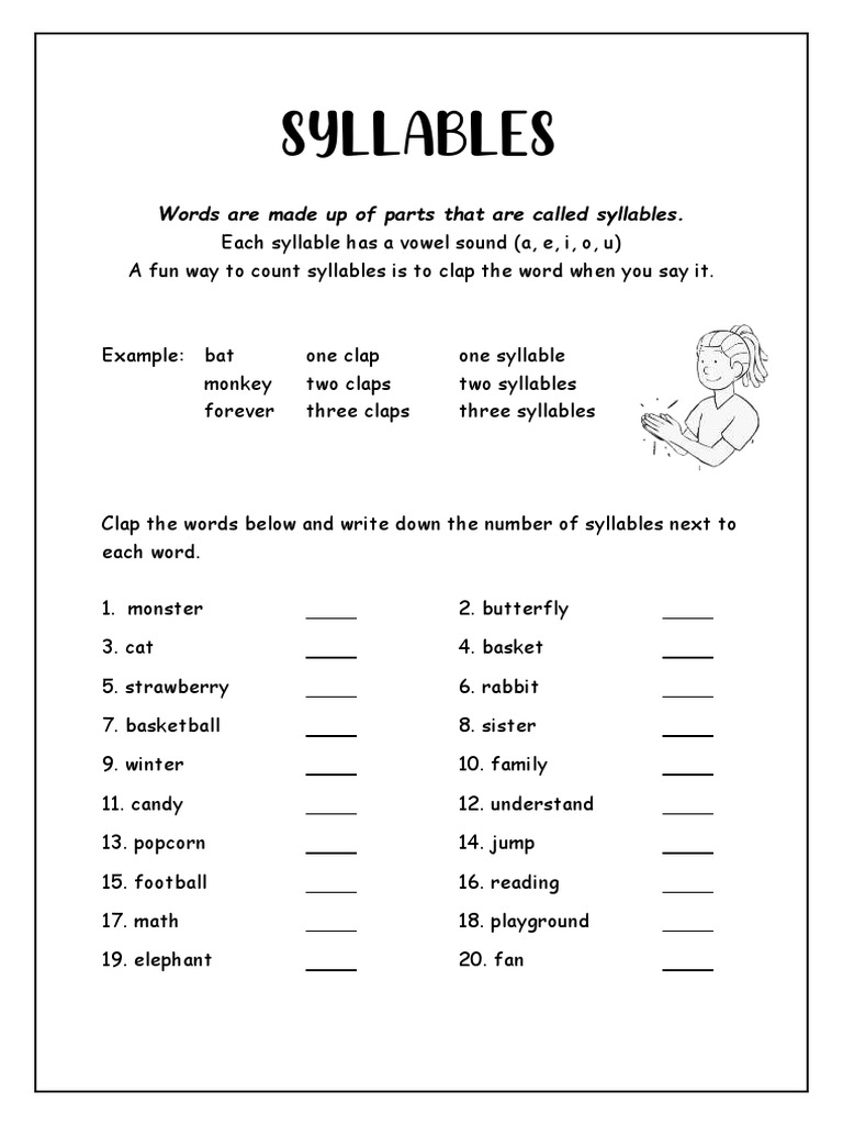 Syllable Worksheet PDF