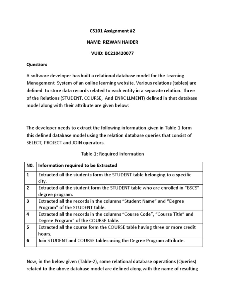 Cs101 assignment 2 download free pdf relational database table