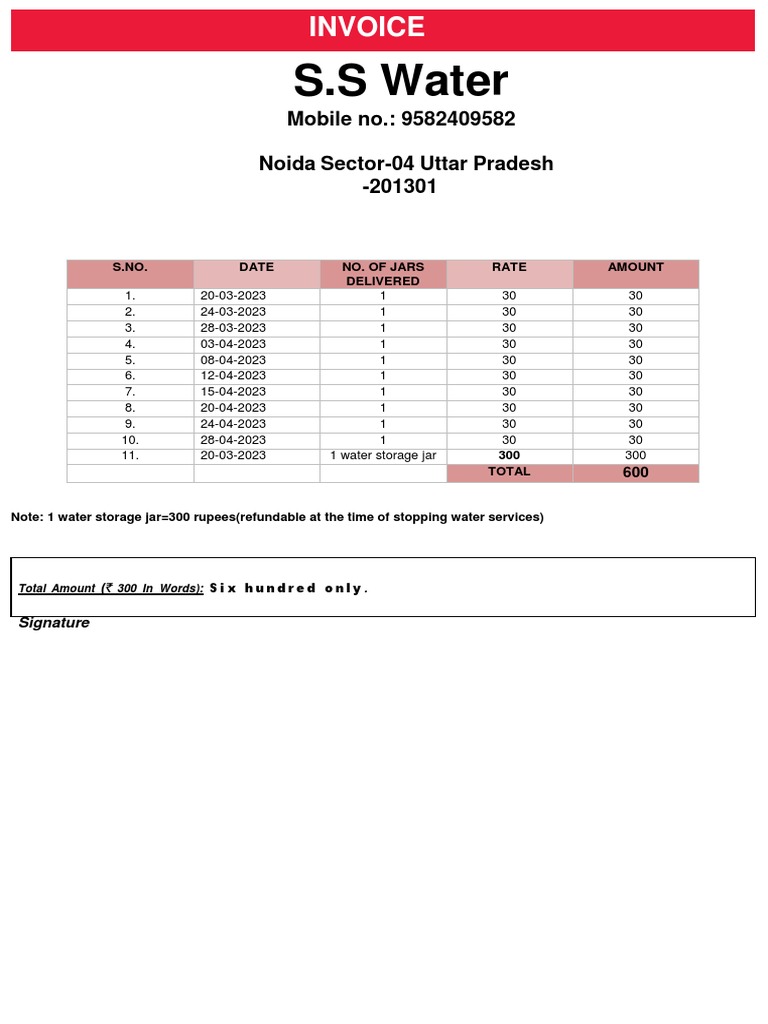 Water Invoice | PDF