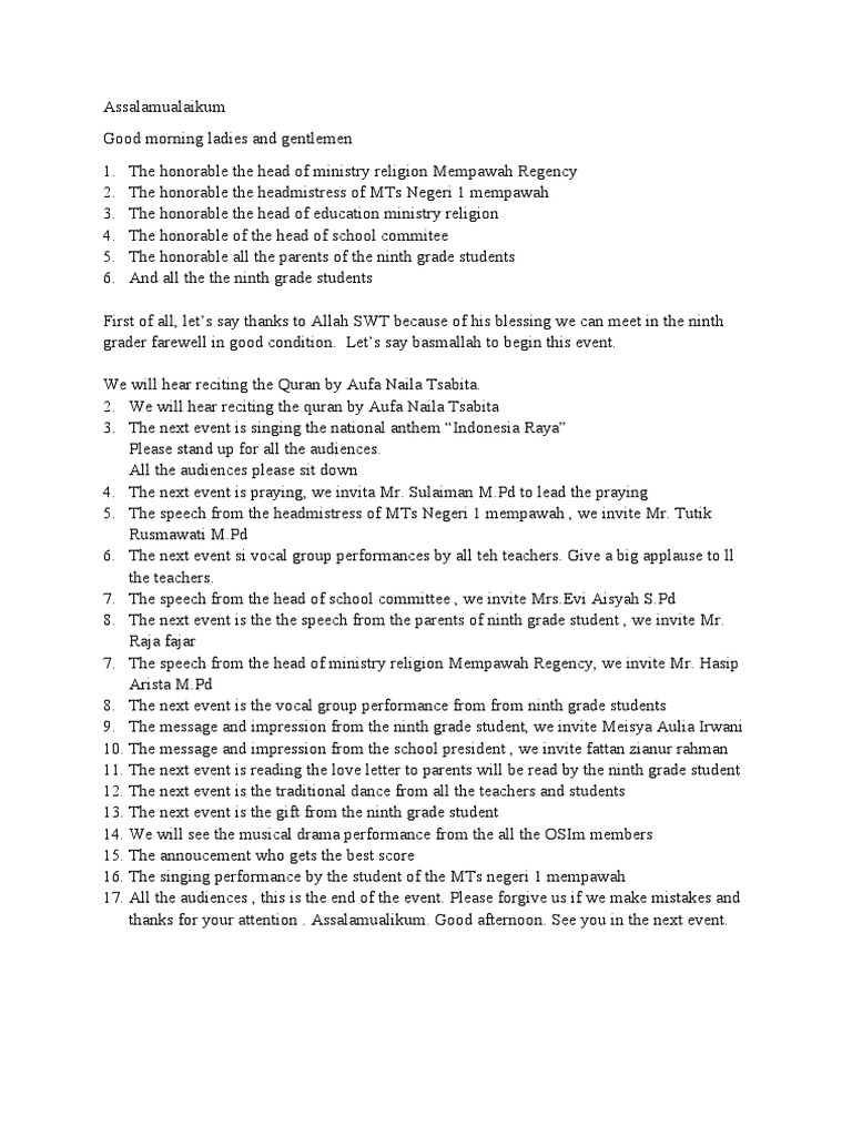 Naskah Mc Perpisahan 2022 Pdf