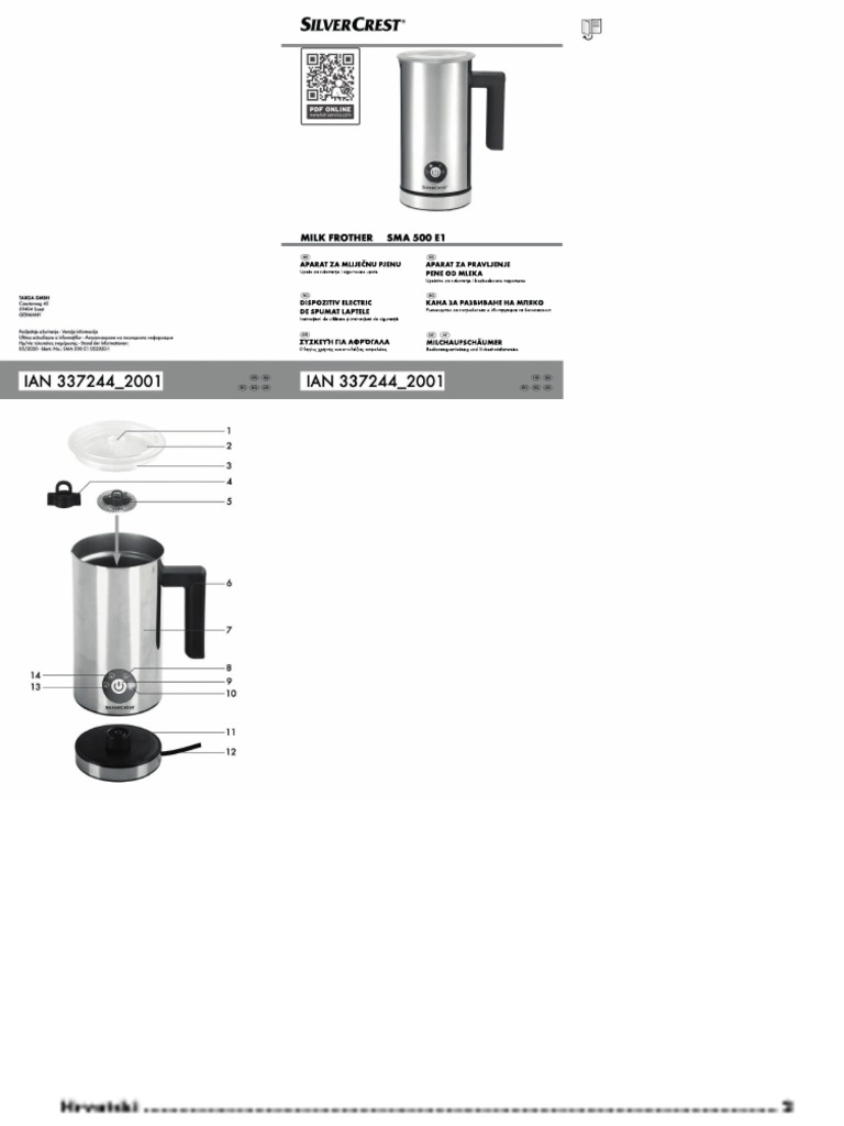 SilverCrest IAN 337244 Milk Frother PDF