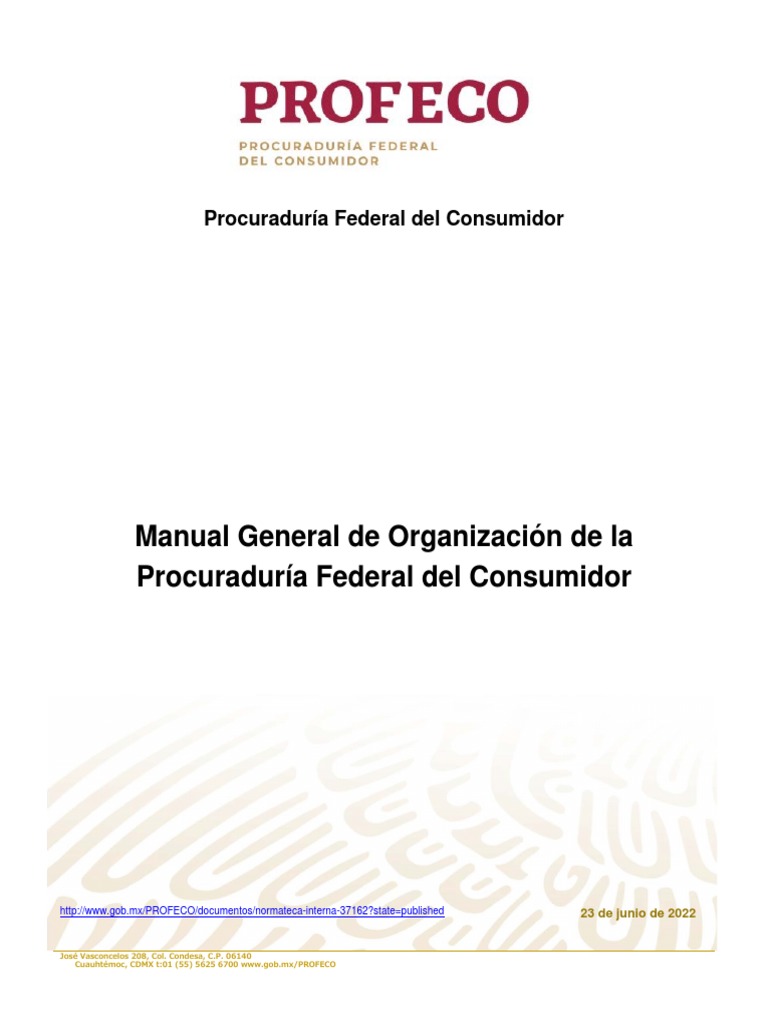 Manual General de Organizacion de La Profeco | PDF | México