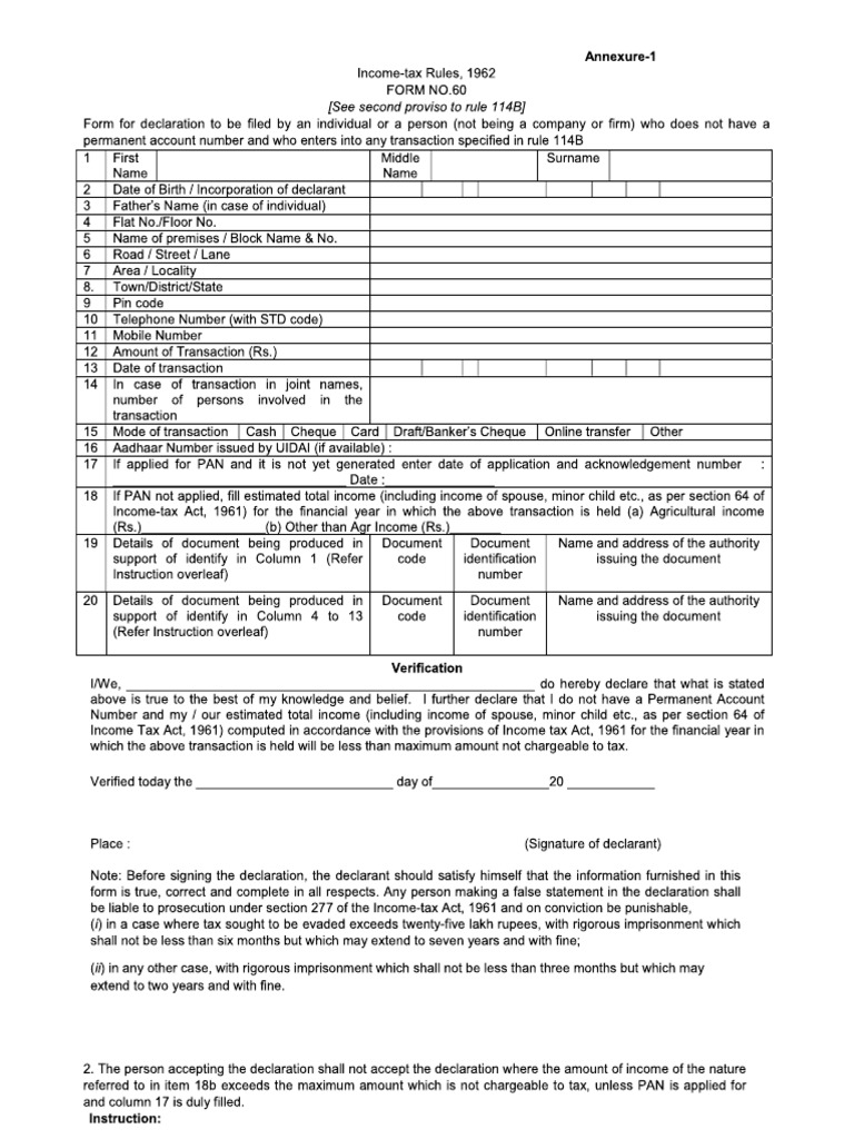 Form 60 pdf