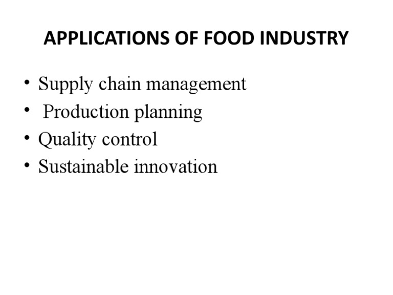 Applications of Food Industry PDF