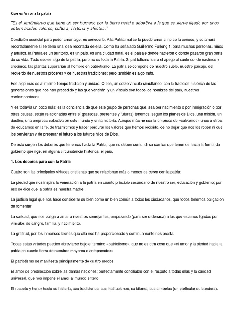 Amor A La Patria | PDF | Patriotismo | Amor